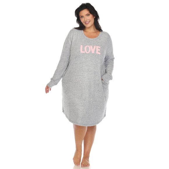 Plus Size Long Sleeve Sleep Shirt - Picture 1 of 5